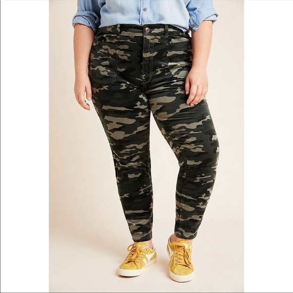 NWT Anthropologie Pilcro Camouflage High-Rise Skinny Corduroy Pants - Picture 5 of 10